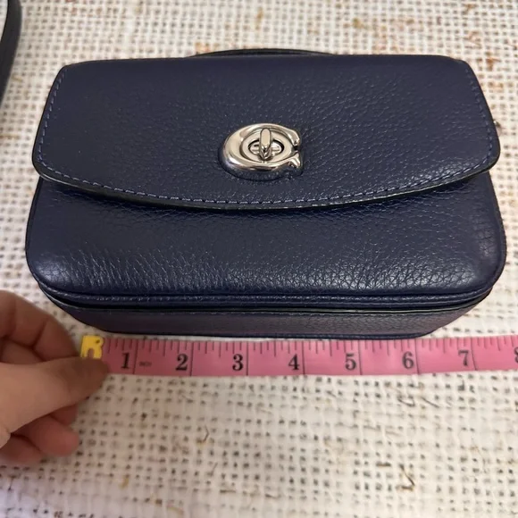Coach Refined Pebble Leather Cassie Crossbody 17 in Navy with Silver hw - Picture 11 of 13